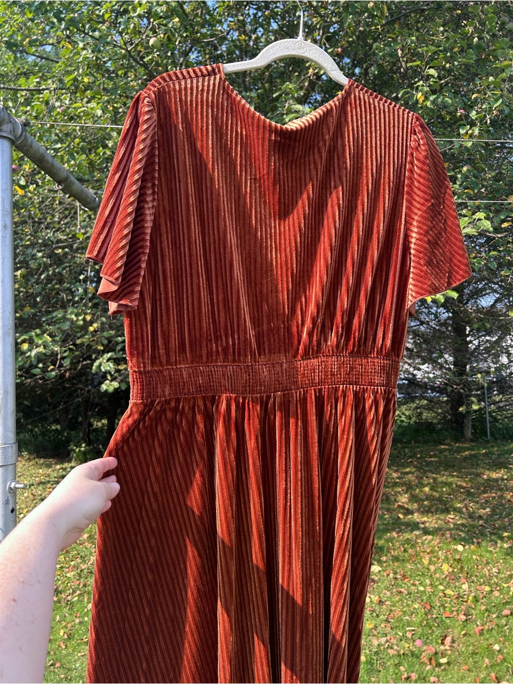 NEW Burnt orangey gold velvet maxi dress - Picture 5 of 6